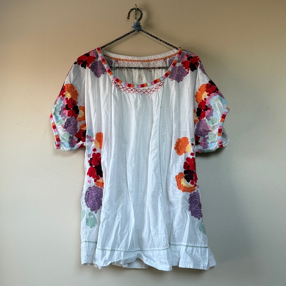 Anthropologie Blouse Peasant Floral Embroidery Boho - Large - Picture 6 of 10